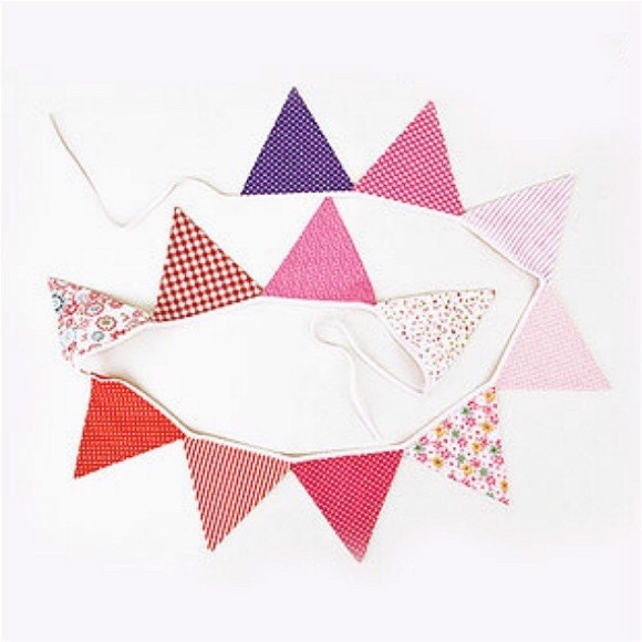 12 Pieces of Cotton Fabrics Party Decor Banner with 3 Colors to Pick - Picture 3 of 10